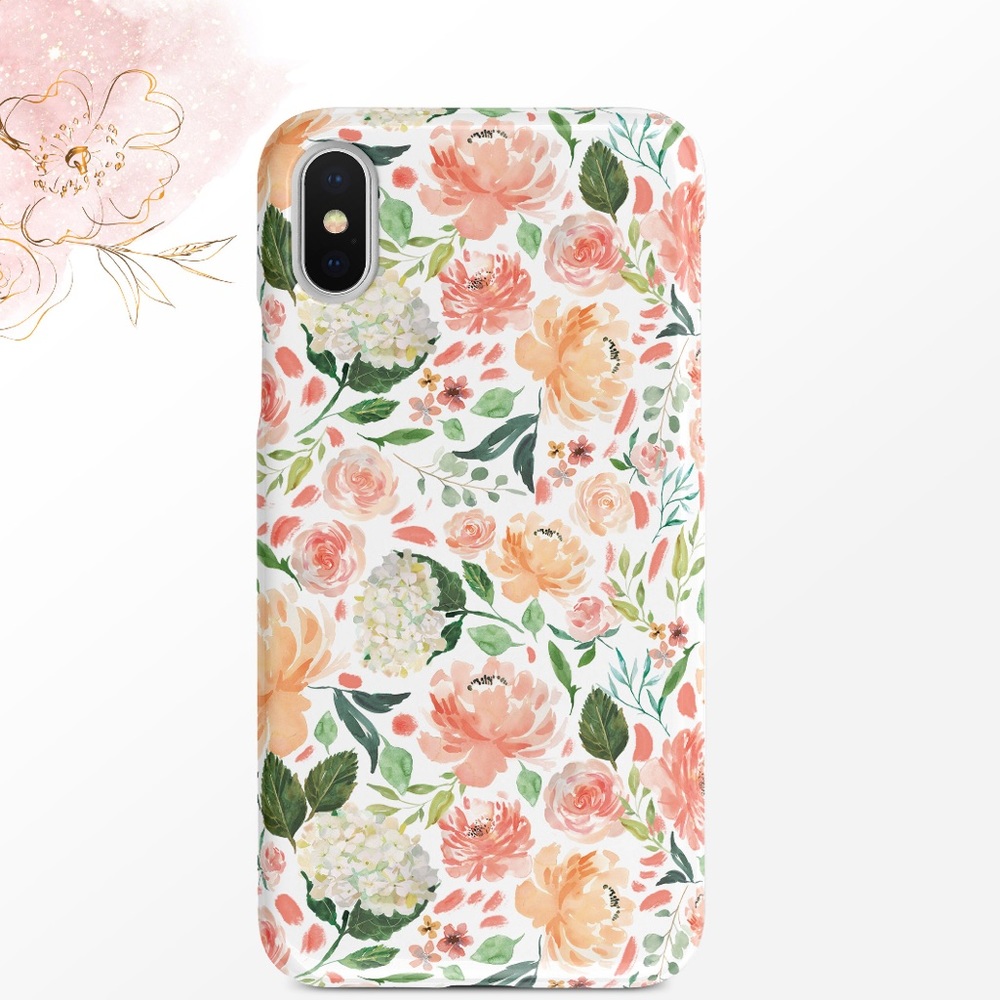 PINK PEACH PEONY  HYDRANGEA IPHONE X PHONE CASE